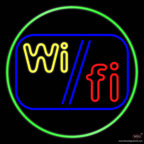 Wi Fi With Green Oval Real Neon Glass Tube Neon Sign 
