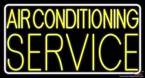 Yellow Air Conditioning Service Block Real Neon Glass Tube Neon Sign