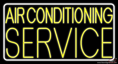 Yellow Air Conditioning Service Block Real Neon Glass Tube Neon Sign 
