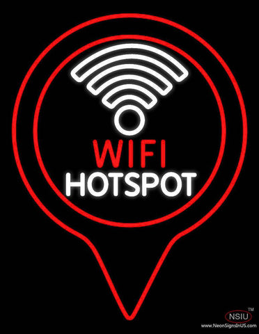 Wifi Hotspot With Red Border Real Neon Glass Tube Neon Sign 