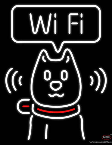 Wifi With Dog Logo Real Neon Glass Tube Neon Sign 