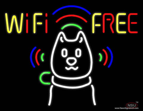 Wifi With Dog Logo  Real Neon Glass Tube Neon Sign 