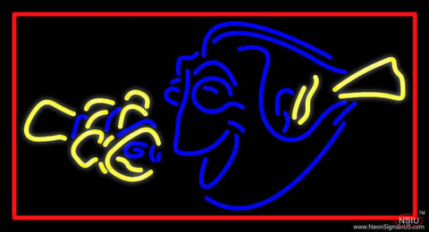 Yellow Blue Fish  Real Neon Glass Tube Neon Sign