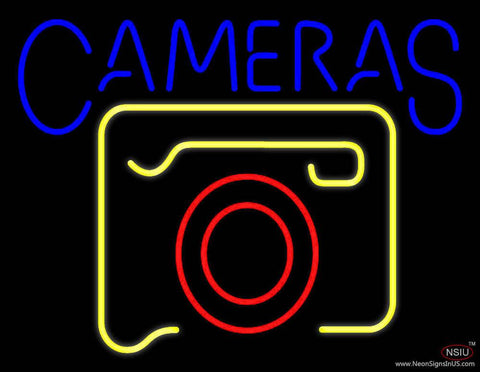 Yellow Cameras Logo Real Neon Glass Tube Neon Sign