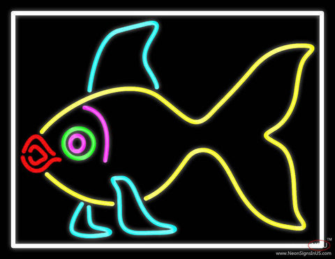 Yellow Fish Real Neon Glass Tube Neon Sign 