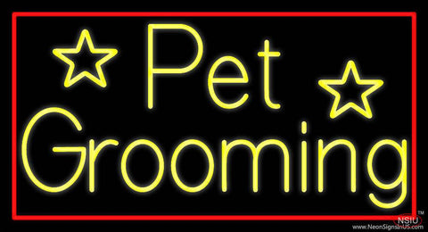 Yellow Pet Grooming  Real Neon Glass Tube Neon Sign