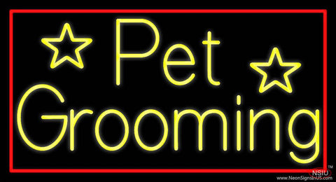 Yellow Pet Grooming  Real Neon Glass Tube Neon Sign 
