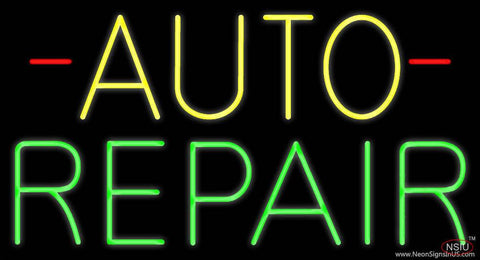 Yellow Auto Green Repair Block Real Neon Glass Tube Neon Sign