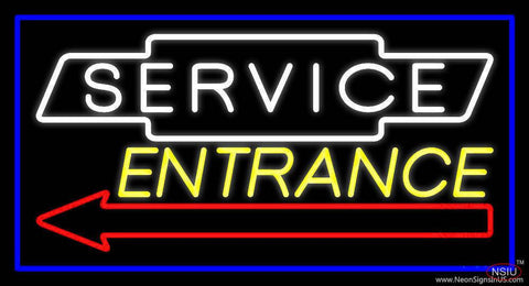 White Service Yellow Entrance With Blue Border Real Neon Glass Tube Neon Sign