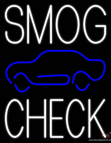 White Smog Check Car Logo Real Neon Glass Tube Neon Sign