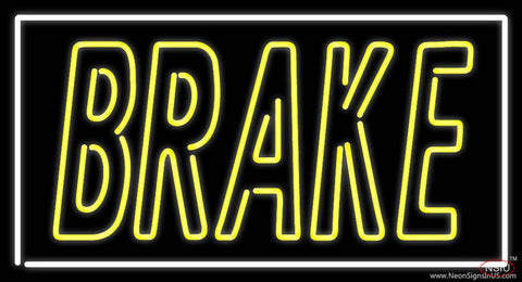 Yellow Brake With White Border Real Neon Glass Tube Neon Sign