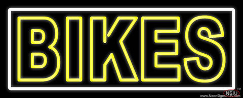 Yellow Double Stroke Bikes Real Neon Glass Tube Neon Sign