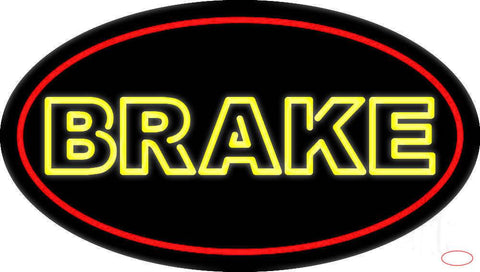 Yellow Double Stroke Brake With Border Real Neon Glass Tube Neon Sign