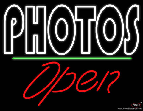 White Double Stroke Photo Open  Real Neon Glass Tube Neon Sign