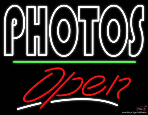 White Double Stroke Photo Open  Real Neon Glass Tube Neon Sign