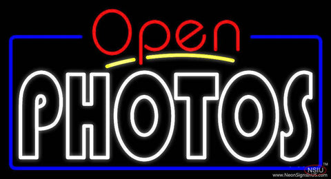 White Double Stroke Photo Open  Real Neon Glass Tube Neon Sign