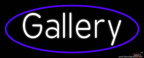 White Gallery Oval Border Real Neon Glass Tube Neon Sign