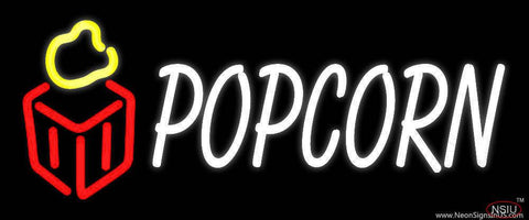 White Popcorn Real Neon Glass Tube Neon Sign 