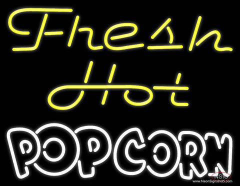 Yellow Fresh Hot White Popcorn Real Neon Glass Tube Neon Sign