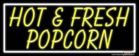 Yellow Hot And Fresh Popcorn Real Neon Glass Tube Neon Sign