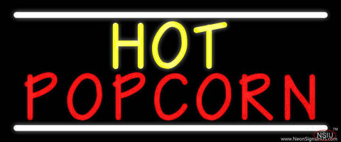 Yellow Hot Red Popcorn With Line Real Neon Glass Tube Neon Sign