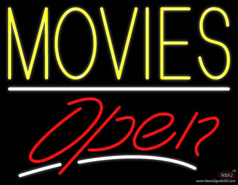 Yellow Movies Open Real Neon Glass Tube Neon Sign