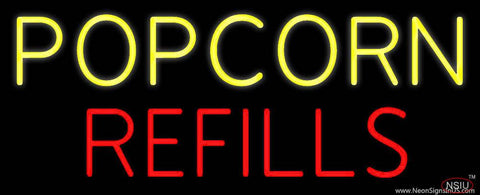 Yellow Popcorn Red Refills Real Neon Glass Tube Neon Sign