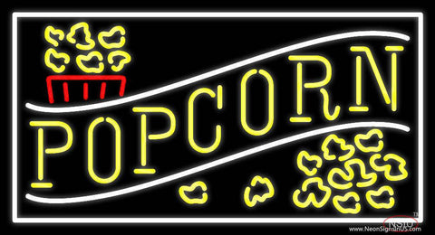 Yellow Popcorn With Border Real Neon Glass Tube Neon Sign 