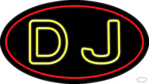 Yellow Dj Double Stroke Real Neon Glass Tube Neon Sign 
