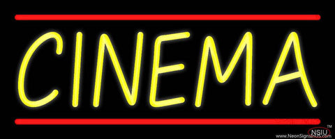 Yellow Cinema Red Line Real Neon Glass Tube Neon Sign