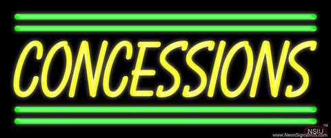 Yellow Concessions Green Line Real Neon Glass Tube Neon Sign 