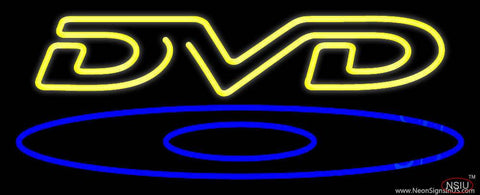 Yellow Dvd  Real Neon Glass Tube Neon Sign