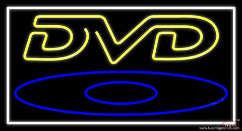 Yellow Dvd With White Border Real Neon Glass Tube Neon Sign