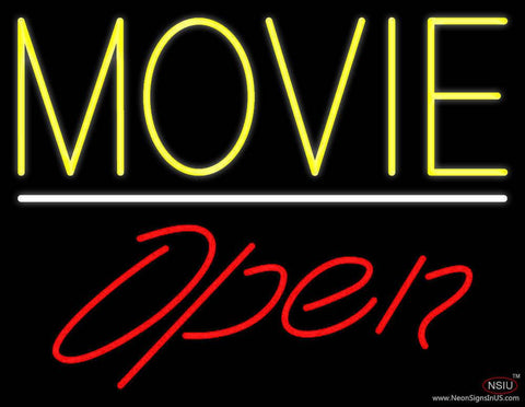 Yellow Movie Open Real Neon Glass Tube Neon Sign 