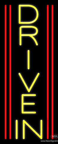 Yellow Vertical Drive In Real Neon Glass Tube Neon Sign