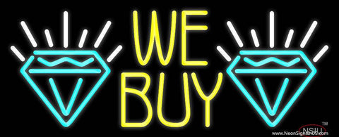 Yellow We Buy Turquoise Diamond Logo Real Neon Glass Tube Neon Sign