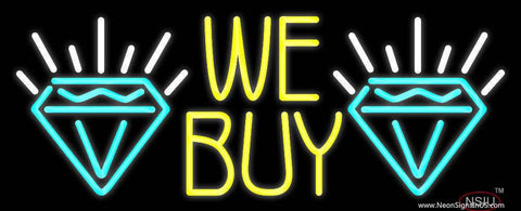 Yellow We Buy Turquoise Diamond Logo Real Neon Glass Tube Neon Sign 