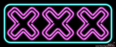 Xxx Turquoise Border Real Neon Glass Tube Neon Sign