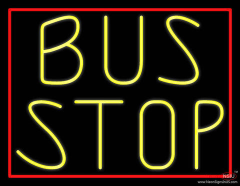 Yellow Bus Stop Real Neon Glass Tube Neon Sign