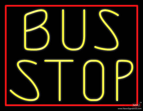 Yellow Bus Stop Real Neon Glass Tube Neon Sign 