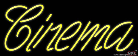 Yellow Cursive Cinema Real Neon Glass Tube Neon Sign