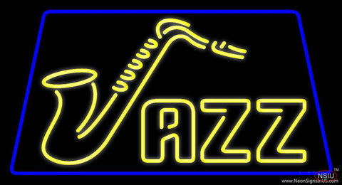 Yellow Jazz With Saxophone  Real Neon Glass Tube Neon Sign