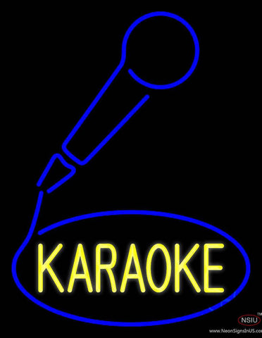Yellow Karaoke With Mike Logo  Real Neon Glass Tube Neon Sign 