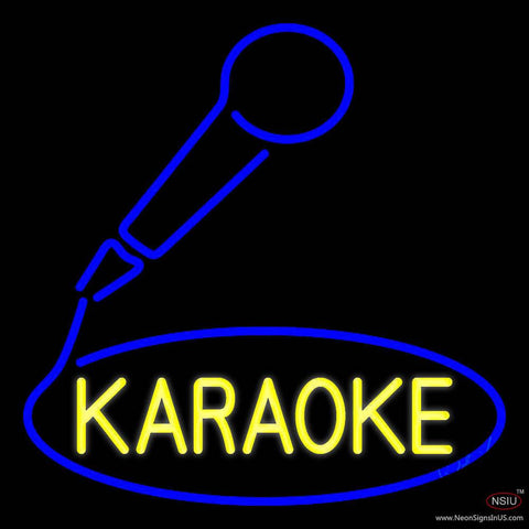 Yellow Karaoke With Mike Logo Real Neon Glass Tube Neon Sign