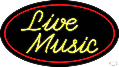 Yellow Live Music Cursive  Real Neon Glass Tube Neon Sign 