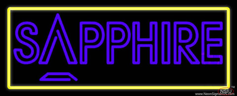 Yellow Border Sapphire Purple Real Neon Glass Tube Neon Sign