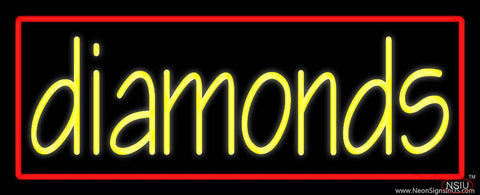 Yellow Diamond Red Border Real Neon Glass Tube Neon Sign