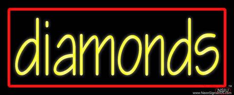 Yellow Diamond Red Border Real Neon Glass Tube Neon Sign 