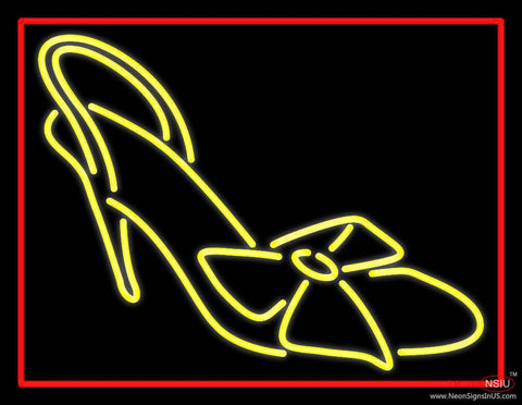 Yellow High Heel Sandal Real Neon Glass Tube Neon Sign