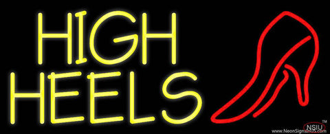 Yellow High Heels With Sandal Real Neon Glass Tube Neon Sign 